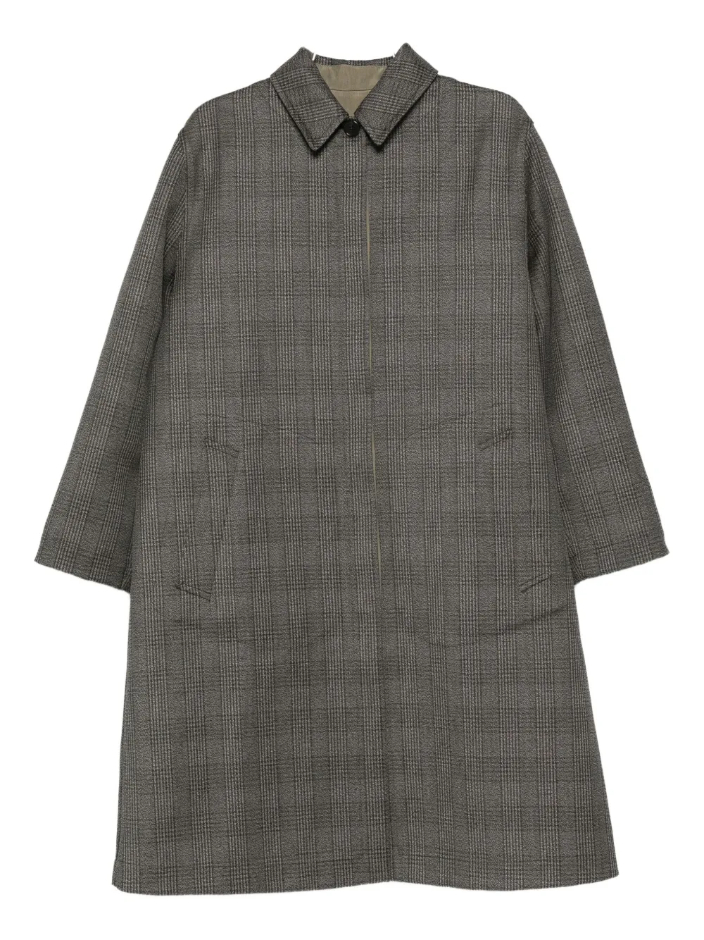 

Пальто в клетку из шерсти и шелка The Row, черный