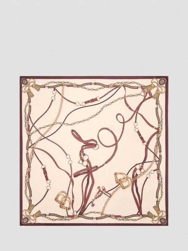 

Шелковый шарф с цепным принтом Mango, Light Beige