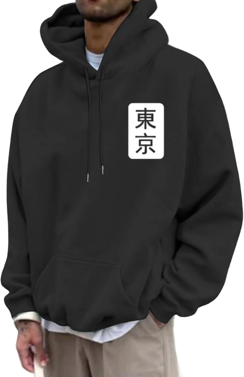 

Мужской худи с японским принтом Tokyo Letter, длинный рукав, casual Jumlcwkoz