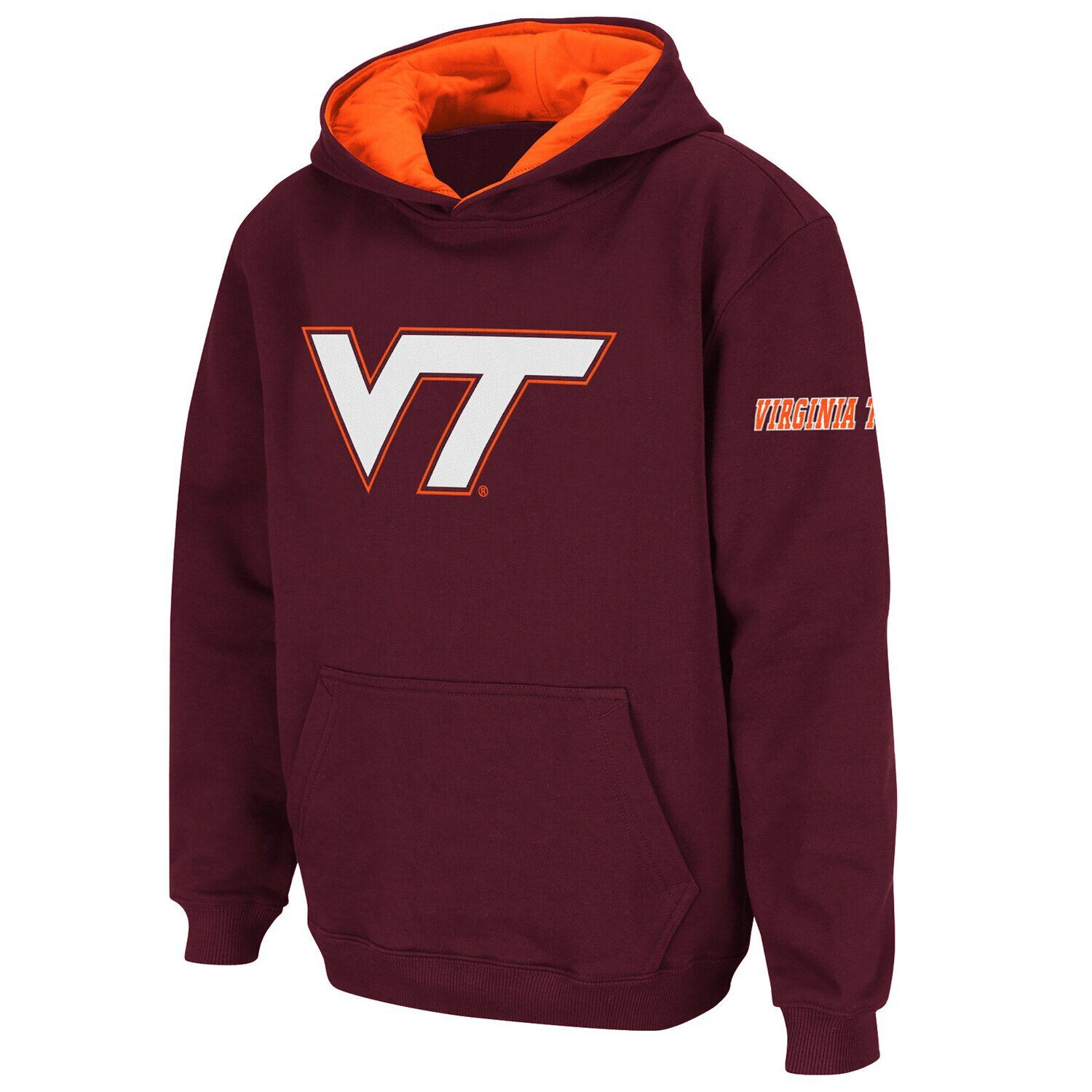 

Пуловер с капюшоном и большим логотипом Youth Stadium Athletic Maroon Virginia Tech Hokies Unbranded