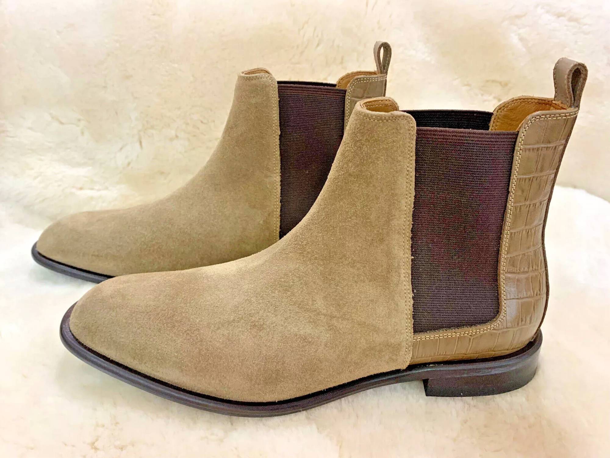 

Мужские кожаные замшевые ботинки Roccocs в цвете таупе Donald Pliner, Taupe