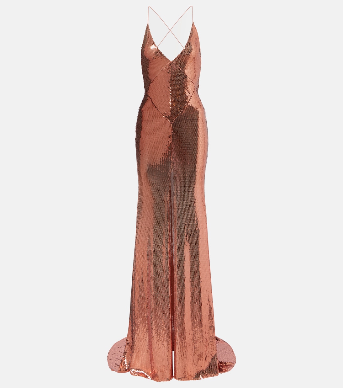 

Платье с открытой спиной, расшитое пайетками Alex Perry, Copper