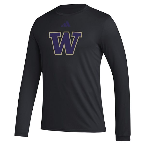 Мужская черная футболка с длинным рукавом Washington Huskies Primary Locker Logo Pre-Game Adidas — фото 3