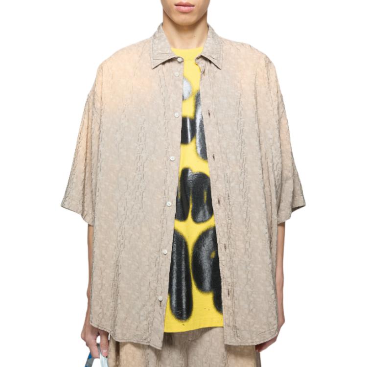 Короткая рубашка с коротким рукавом на пуговицах Acne Studios, серый — фото 3