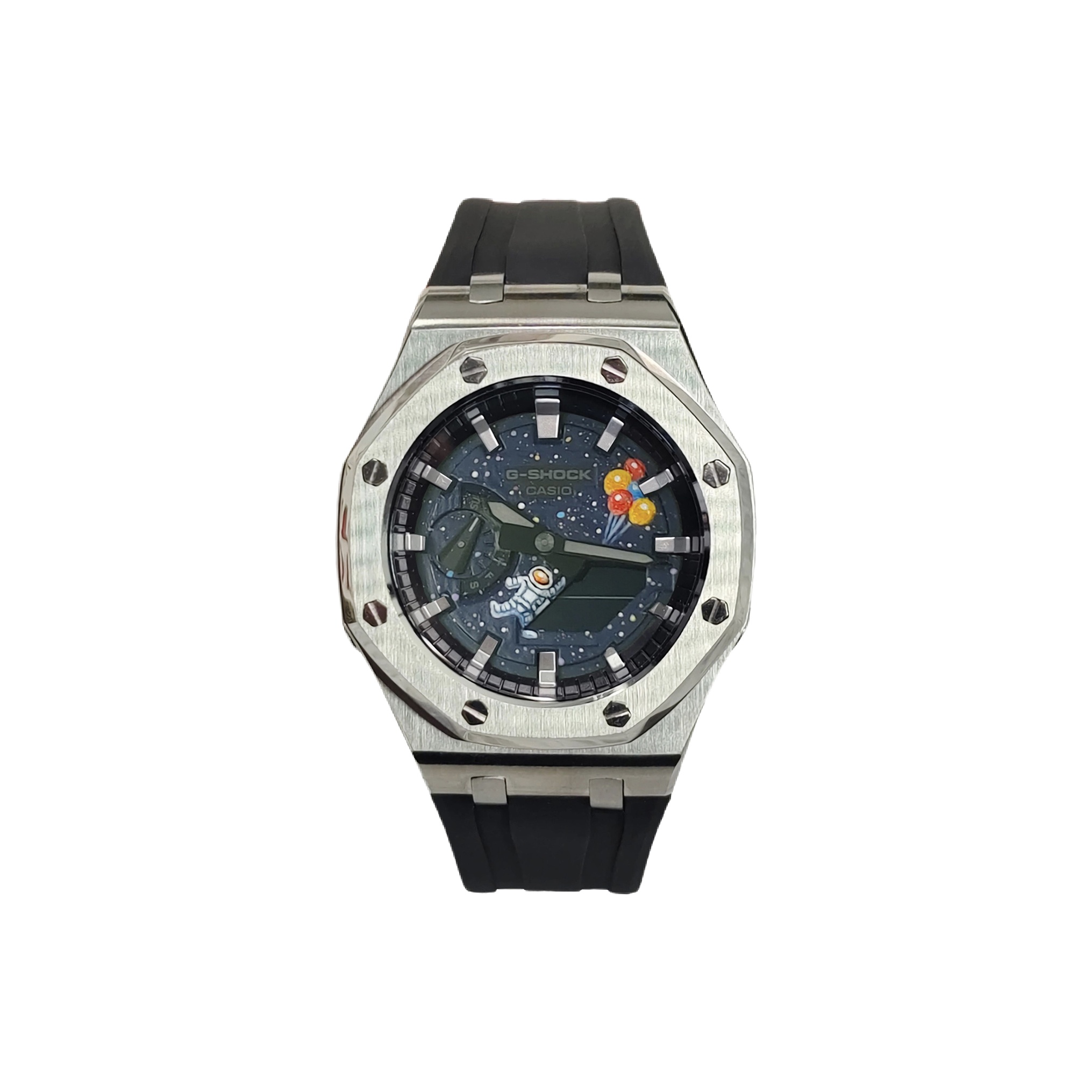 

CASIO Часы Men Liquid Crystal/Analog Dual Display Series 44mm Black Watch, Astronaut Watch Dial