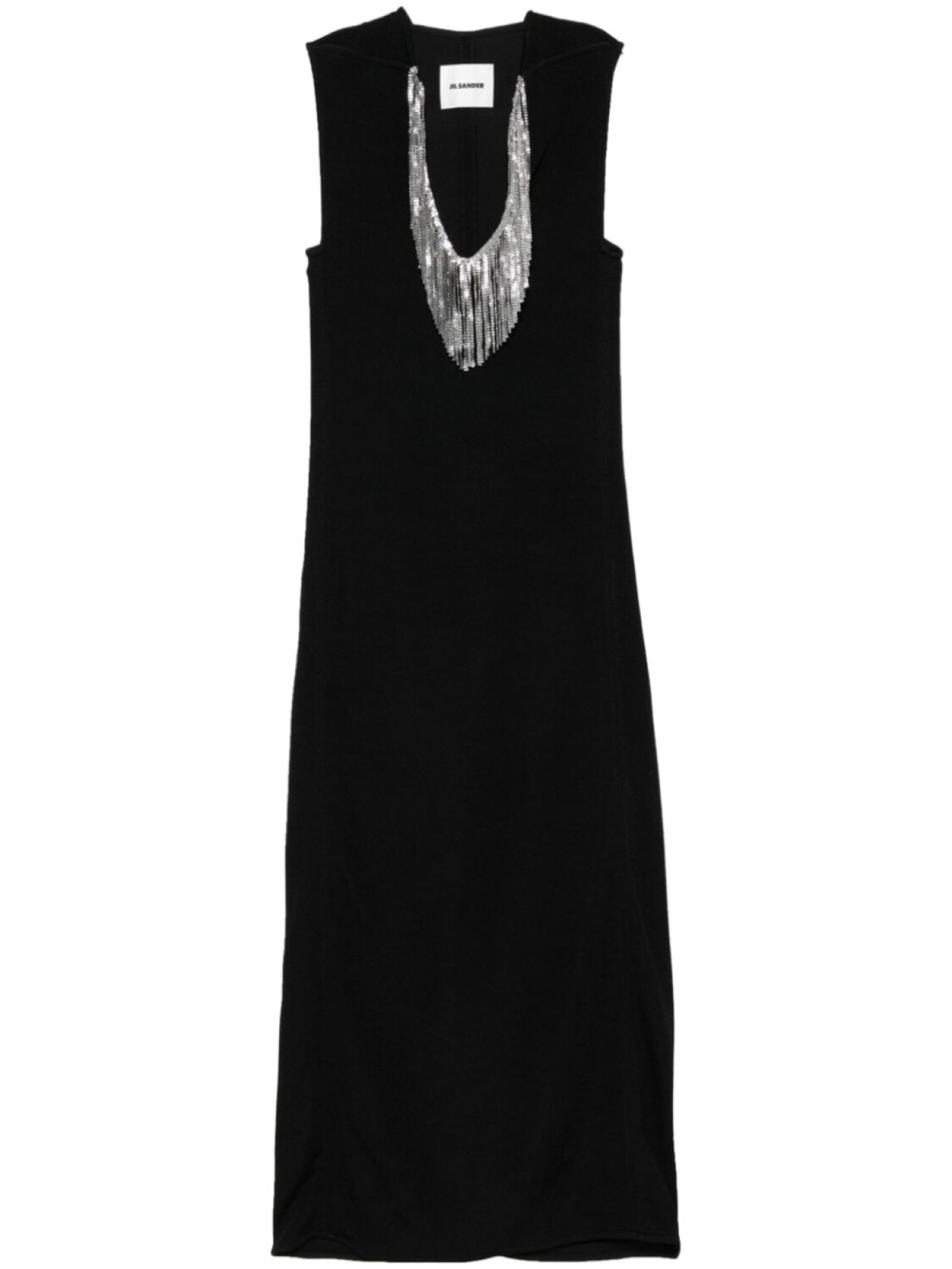 

Платье макси с бахромой Jil Sander, черный