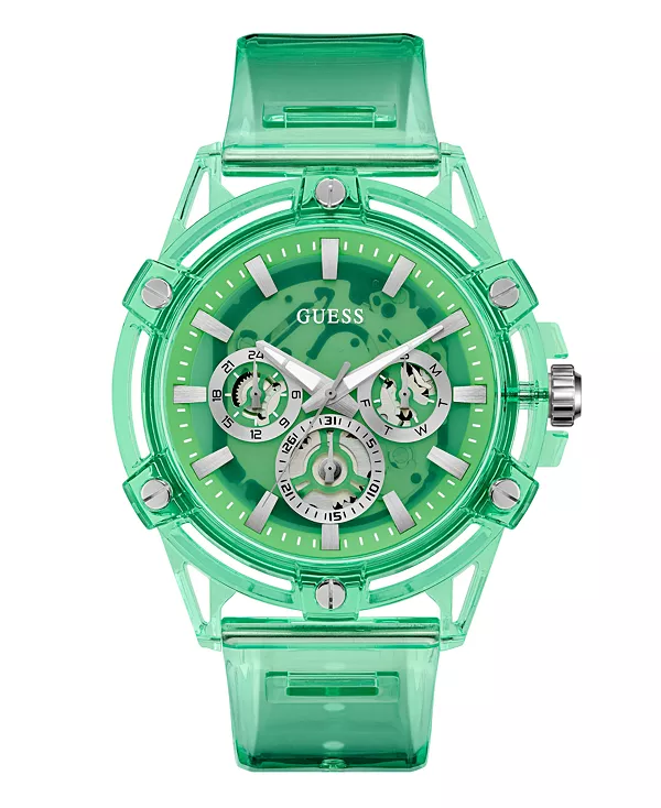 

Мужские многофункциональные зеленые резиновые часы, 48 мм Guess, green
