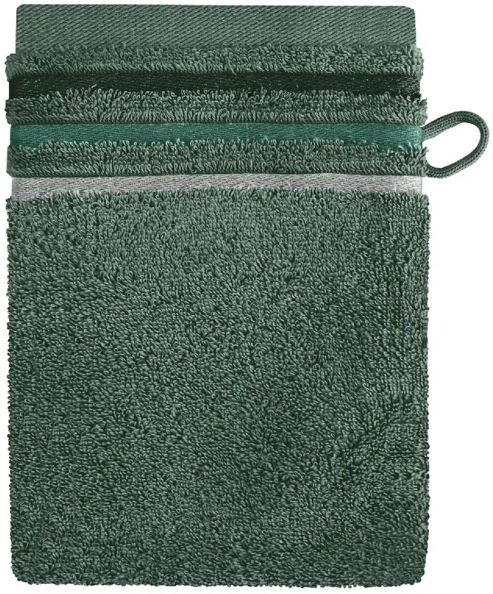 Рукавицы Schiesser "Skyline Color из 100% хлопка с элегантной полосатой каймой", (5 шт.), MADE IN GREEN by OEKO-TEX 16х22 см (5 шт.), темно-зеленый — фото 3