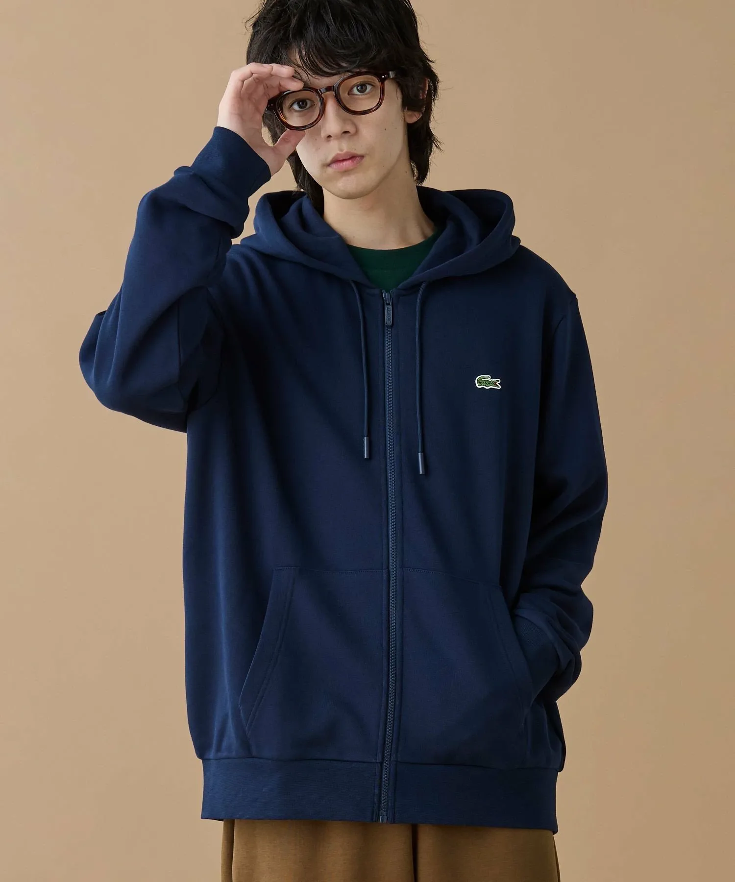Толстовка с капюшоном на молнии Essential LACOSTE, Navy — фото 3