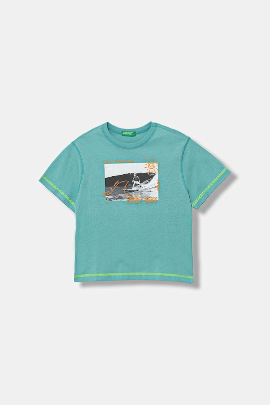 

Детская хлопковая футболка United Colors Of Benetton, бирюзовый