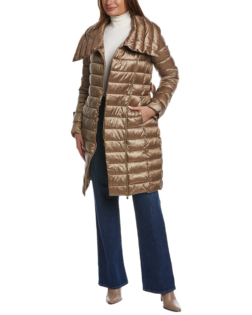 

Via Spiga Асимметричное стеганое пальто с поясом, золотой