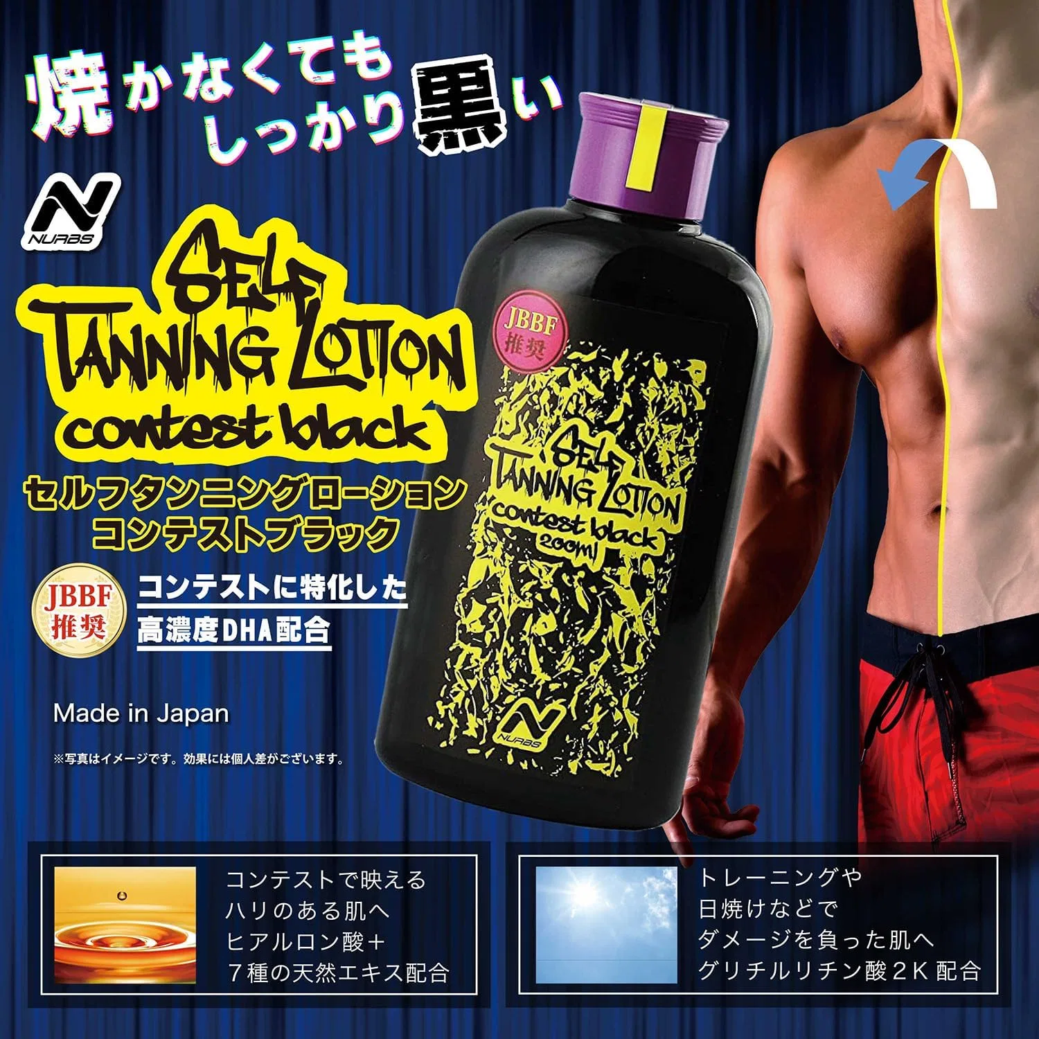 Лосьон для автозагара Professional JBBF Reco ммended Self Tanning Lotion Contest Black NURBS 200 мл — фото 2
