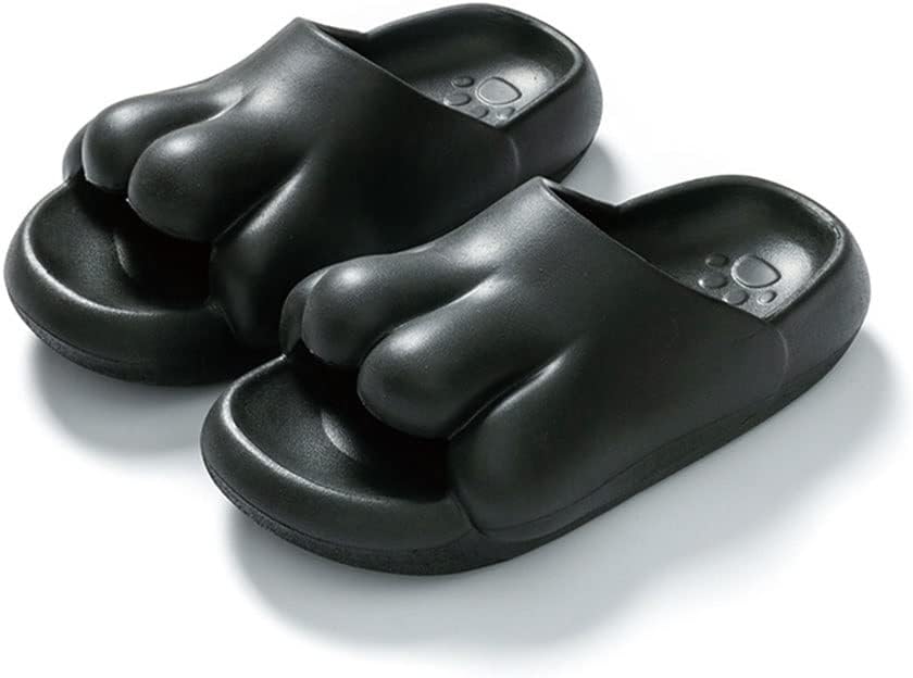 

Тапочки без застежки для женщин и мужчин, милые с лапками медведя, нескользящие, легкие, плоские сандалии, шлепанцы для душа, мягкие домашние тапочки для дома, сада, ванной комнаты или у бассейна Hsqma, черный