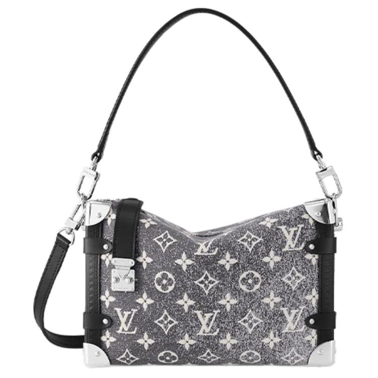 LOUIS VUITTON Монограммный жаккардовый джинсовый сайд-транк серый — фото 2