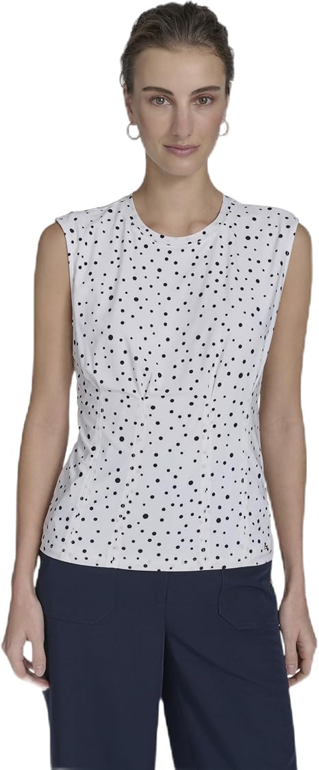 

Женский топ без рукавов Tommy Hilfiger с горошек и плиссировкой, Ivory Multi