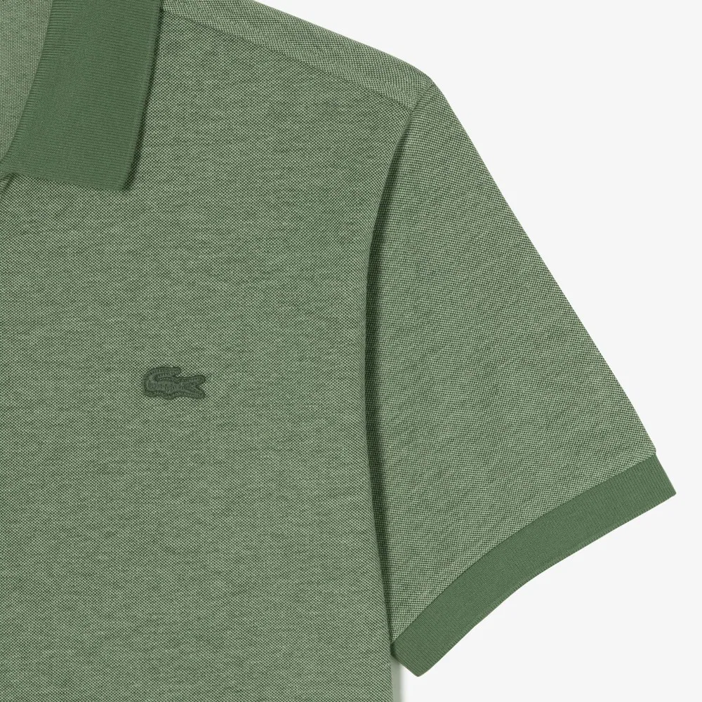 Мужская базовая футболка-поло с открытым воротом зелёная от Lacoste — фото 3