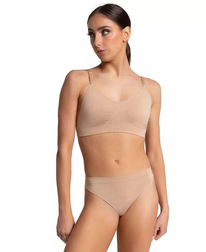 

Бесшовный бюстгальтер с прозрачной спинкой Capezio, коричневый/бежевый