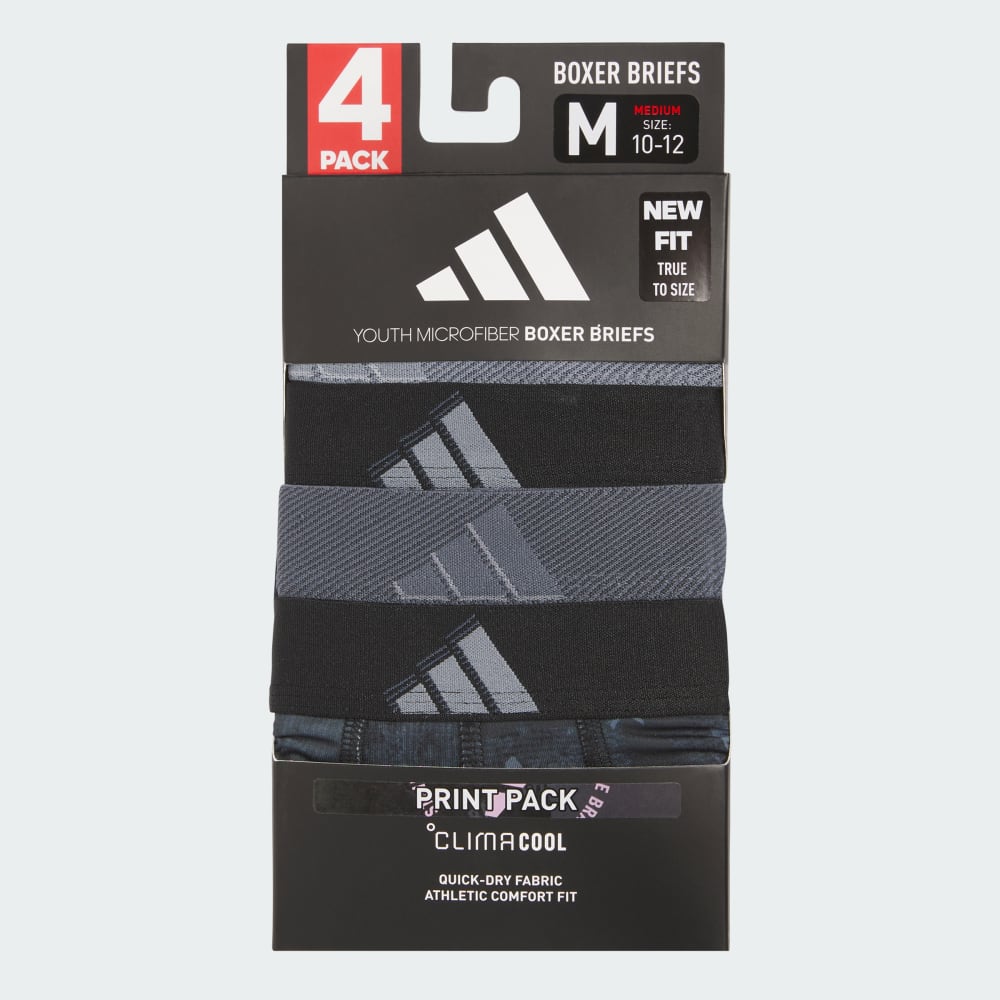 Боксеры Adidas Youth Microfiber Graphic 4-Pack Boxer Briefs, цвет Black/Gum/Onix/Black — фото 3