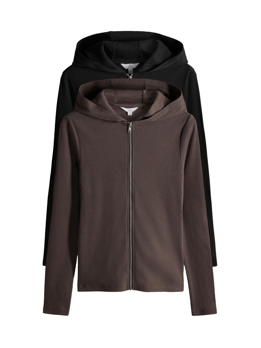 

Толстовка с капюшоном на молнии The Set, темно-коричневый/черный