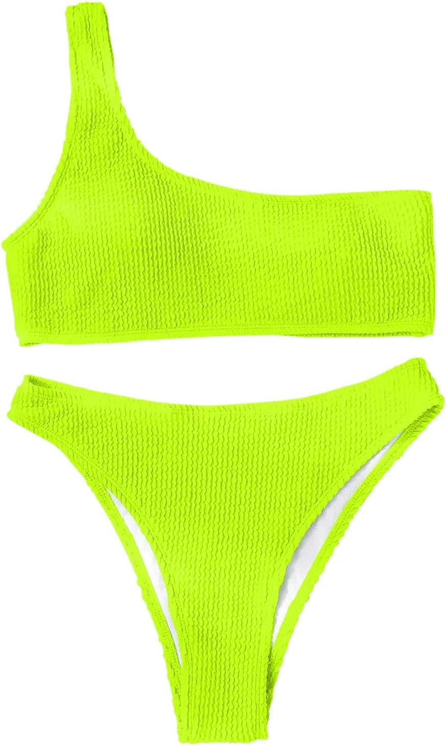 Женский бикини-комплект с ребристой тканью и одним плечом Yellow