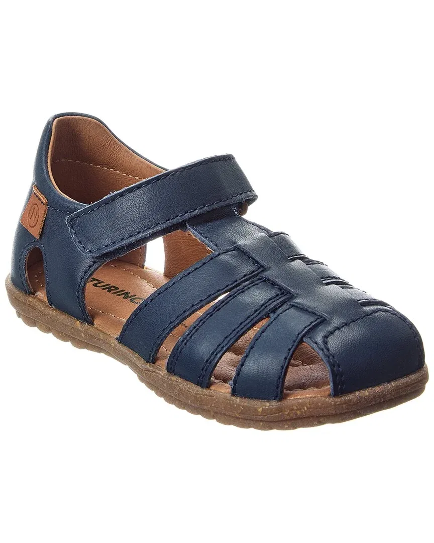 Детские сандалии для девочек кожаные с липучкой Naturino See Leather Sandal, синий