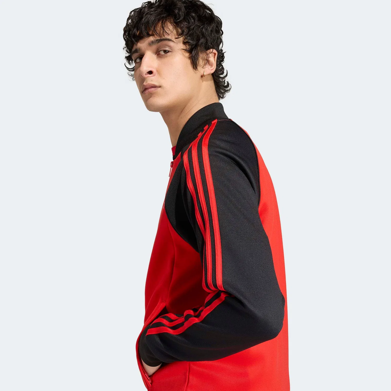 Толстовка на молнии Adidas Originals красного цвета