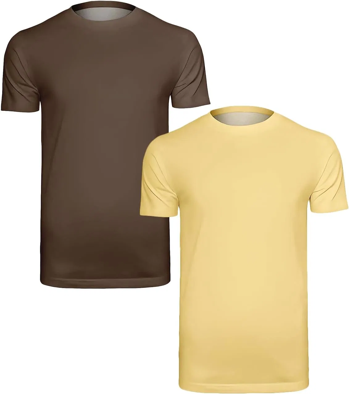Мужские футболки с круглым вырезом, хлопковые, 2-pack, Yellow & Dark Brown