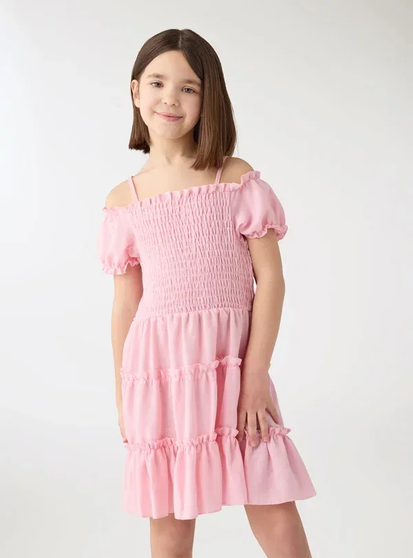 Платье повседневное с кружевной отделкой Day dress Terranova, Rosa Confetto, розовый — фото 2