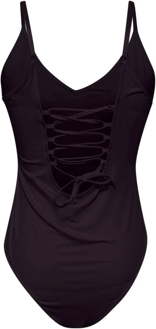 Женский купальник с утяжкой живота Double Lined Plunge Deep V Neck, Black — фото 4