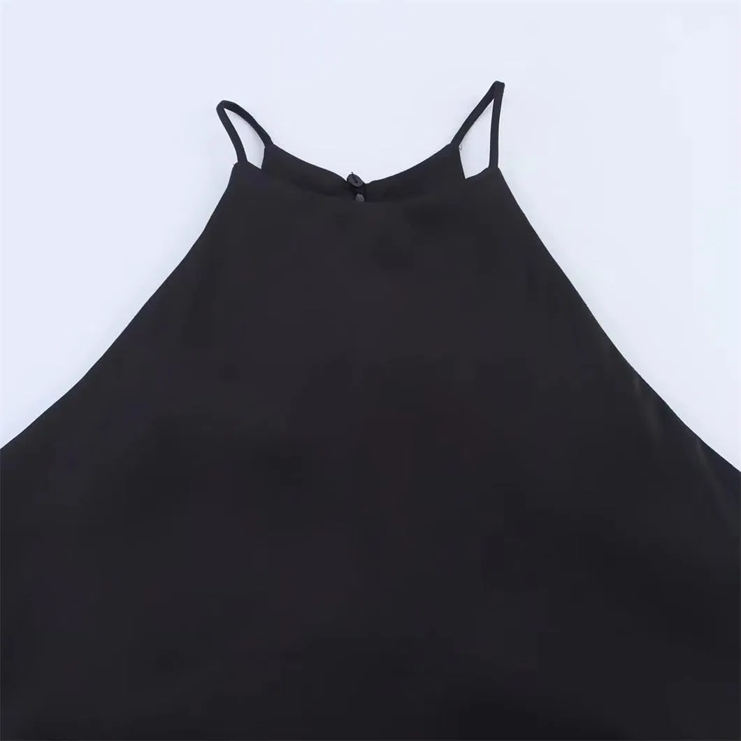 Женское летнее платье на бретелях с запахом Generic, Black — фото 4