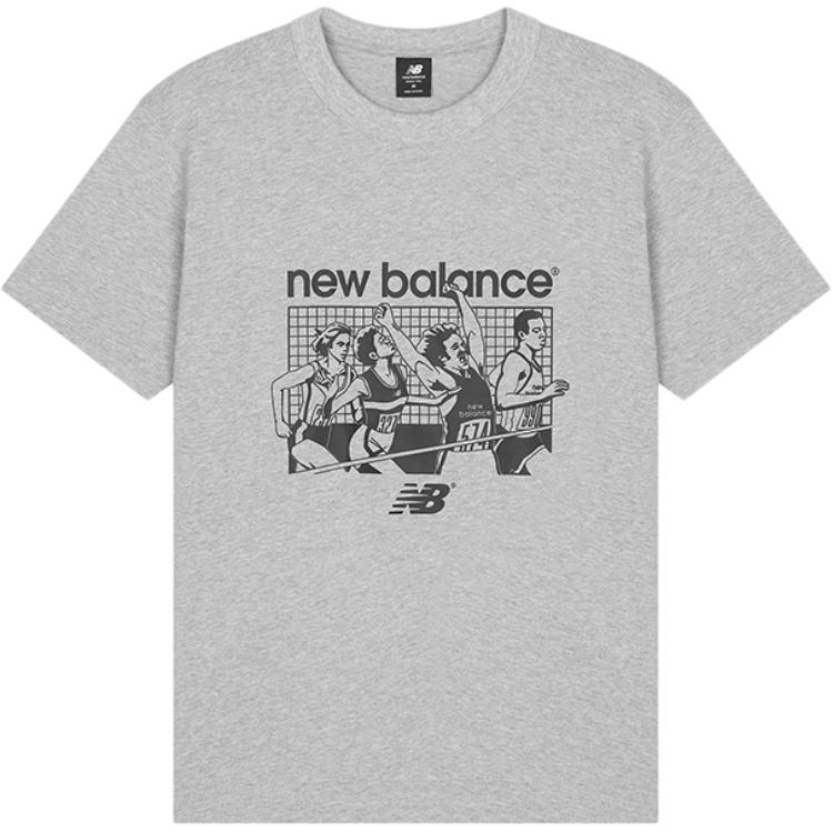 

Футболка мужская серая New Balance с графикой в стиле 90-х