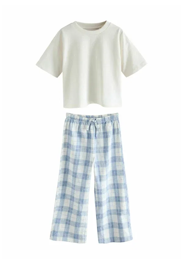 Пижамный комплект из хлопка Wide leg set Next, Blue/Ecru, синий/кремовый