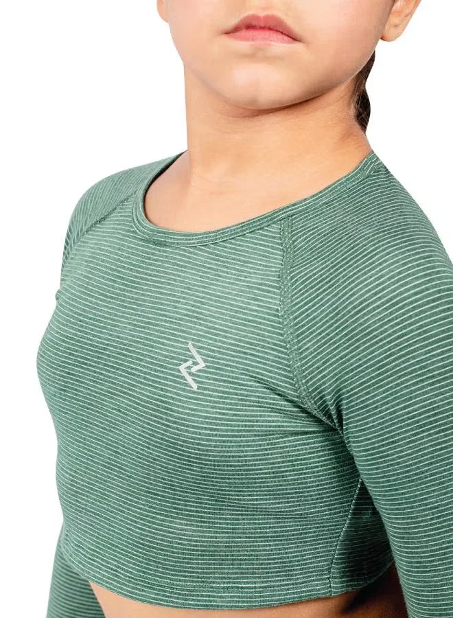 Топ с длинным рукавом Girl'S Full Sleeve Crop Top Zaecy, темно-зеленый — фото 4
