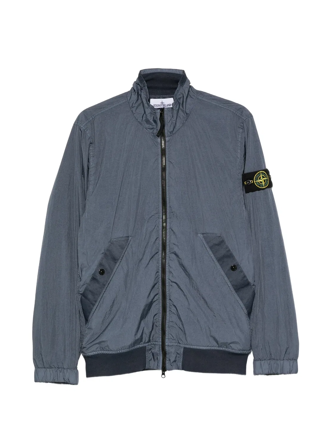Stone Island Куртка на молнии с нашивкой, синий