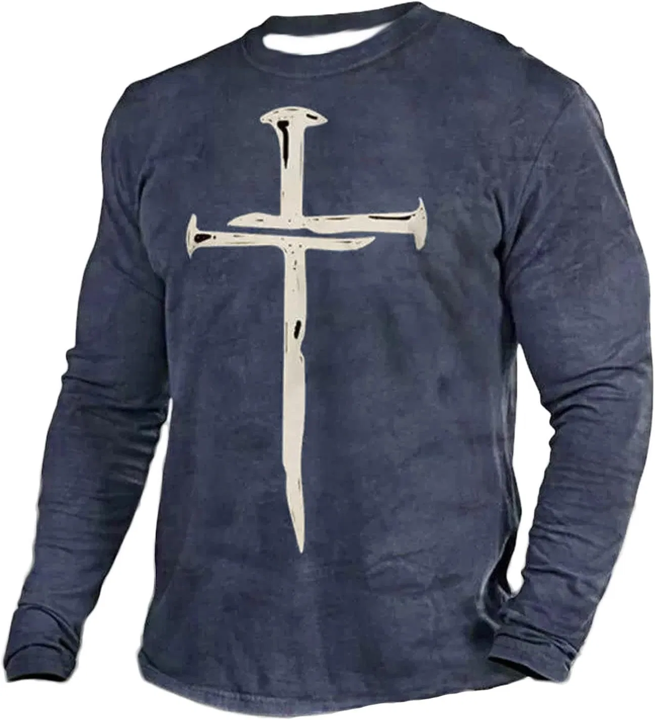 Мужская футболка с принтом креста Christian Shirts for Men, Blue