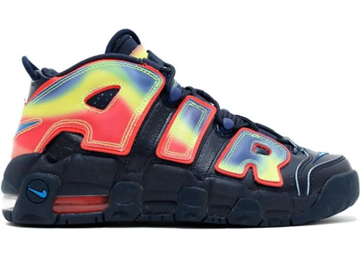 Детские кроссовки с принтом Nike Air More Uptempo Nike, Obsidian/Pht Bl-Bright Crmsn-Vlt