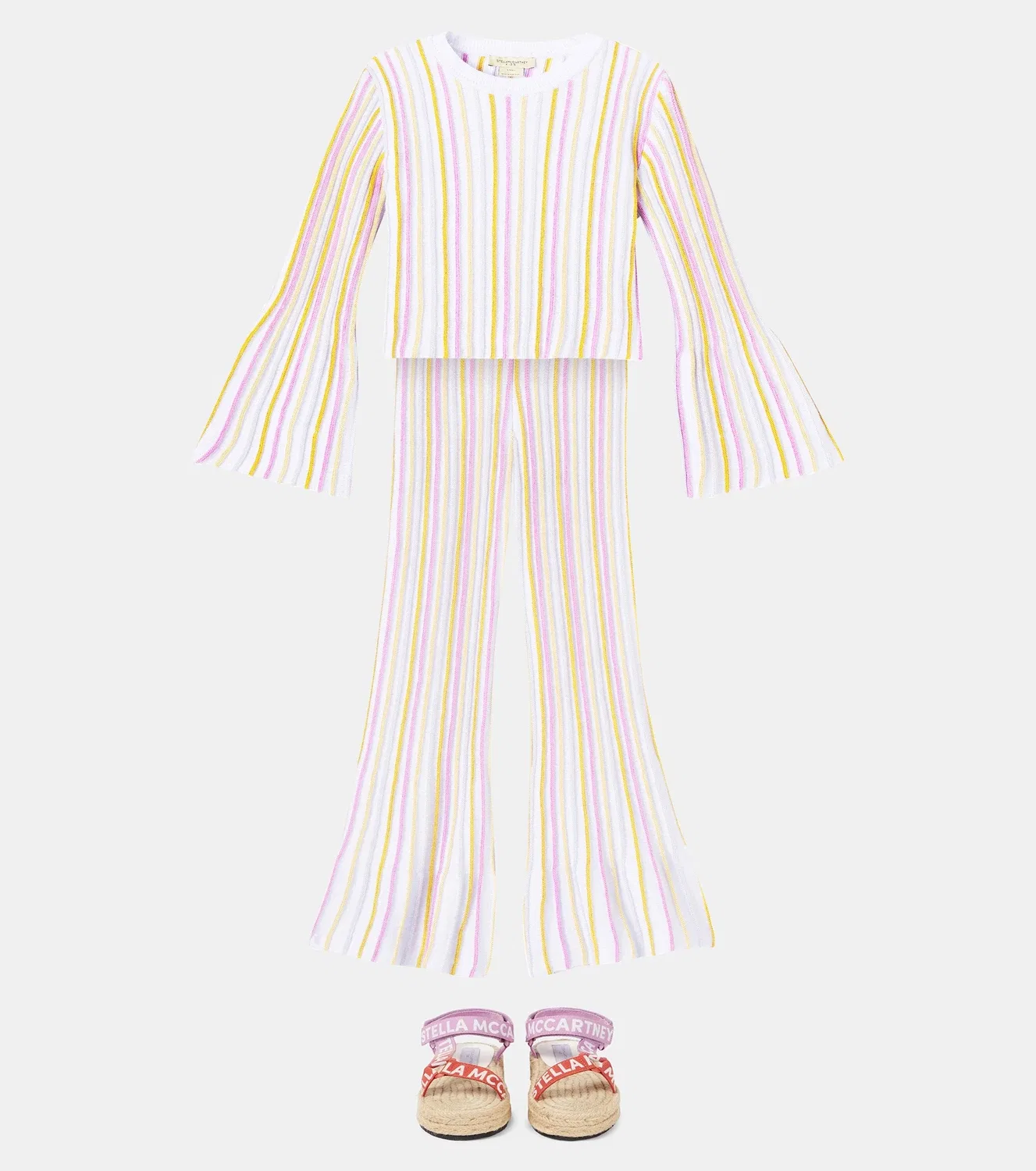 Полосатые прямые брюки Stella Mccartney Kids, белый — фото 2