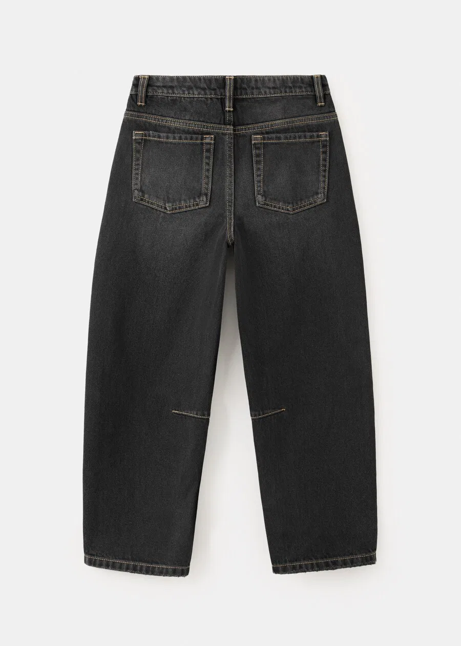 Детские джинсы MANGO KIDS Barrel Jeans 'BALLOON2' из черного денима — фото 2
