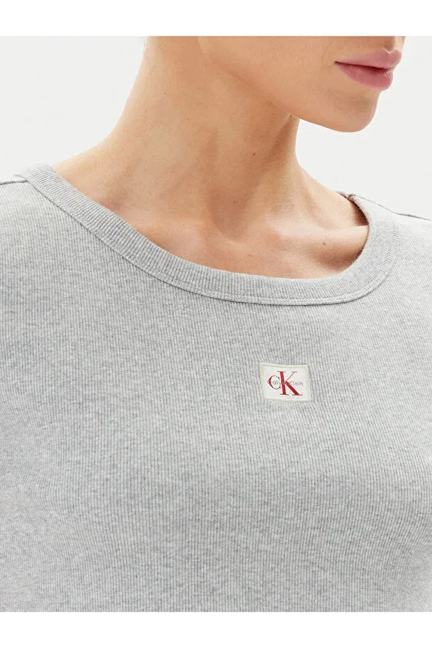 Женская хлопковая футболка с коротким рукавом Calvin Klein, Gray — фото 4