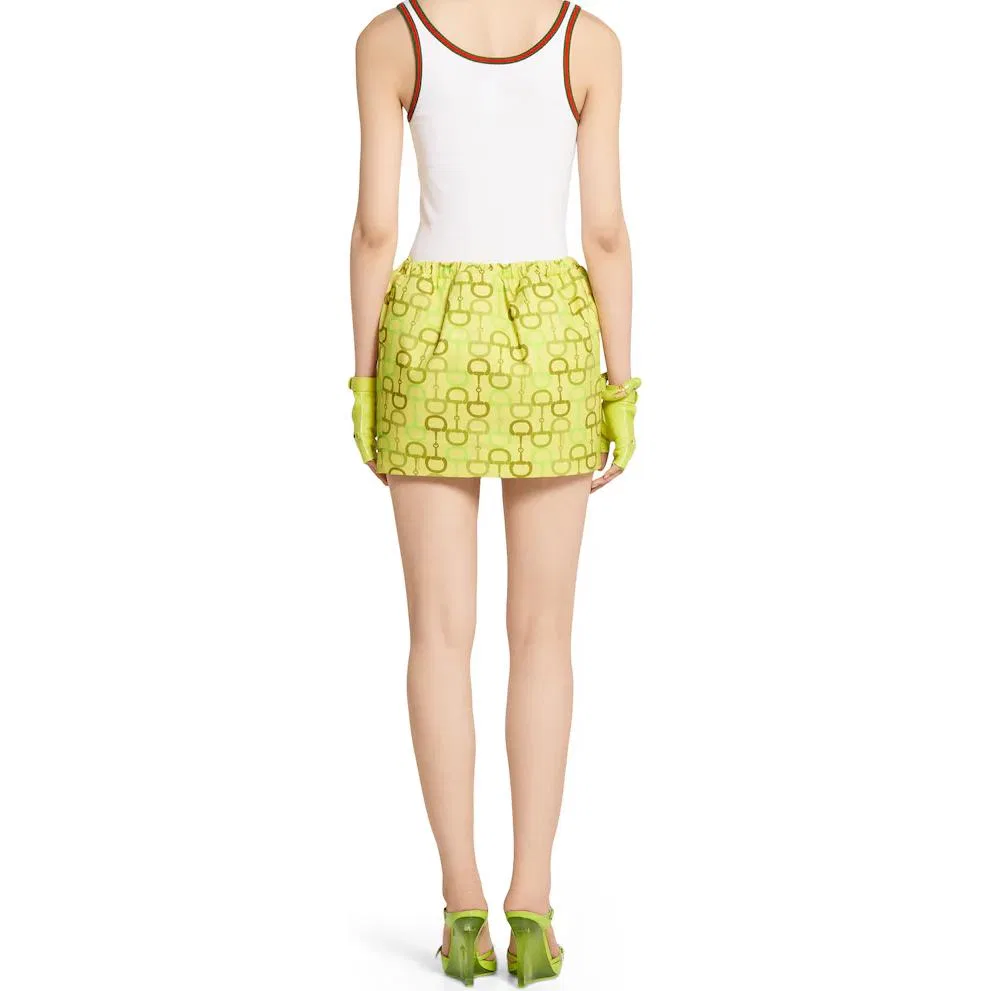 Женская юбка мини с принтом GUCCI, Lime Green — фото 4