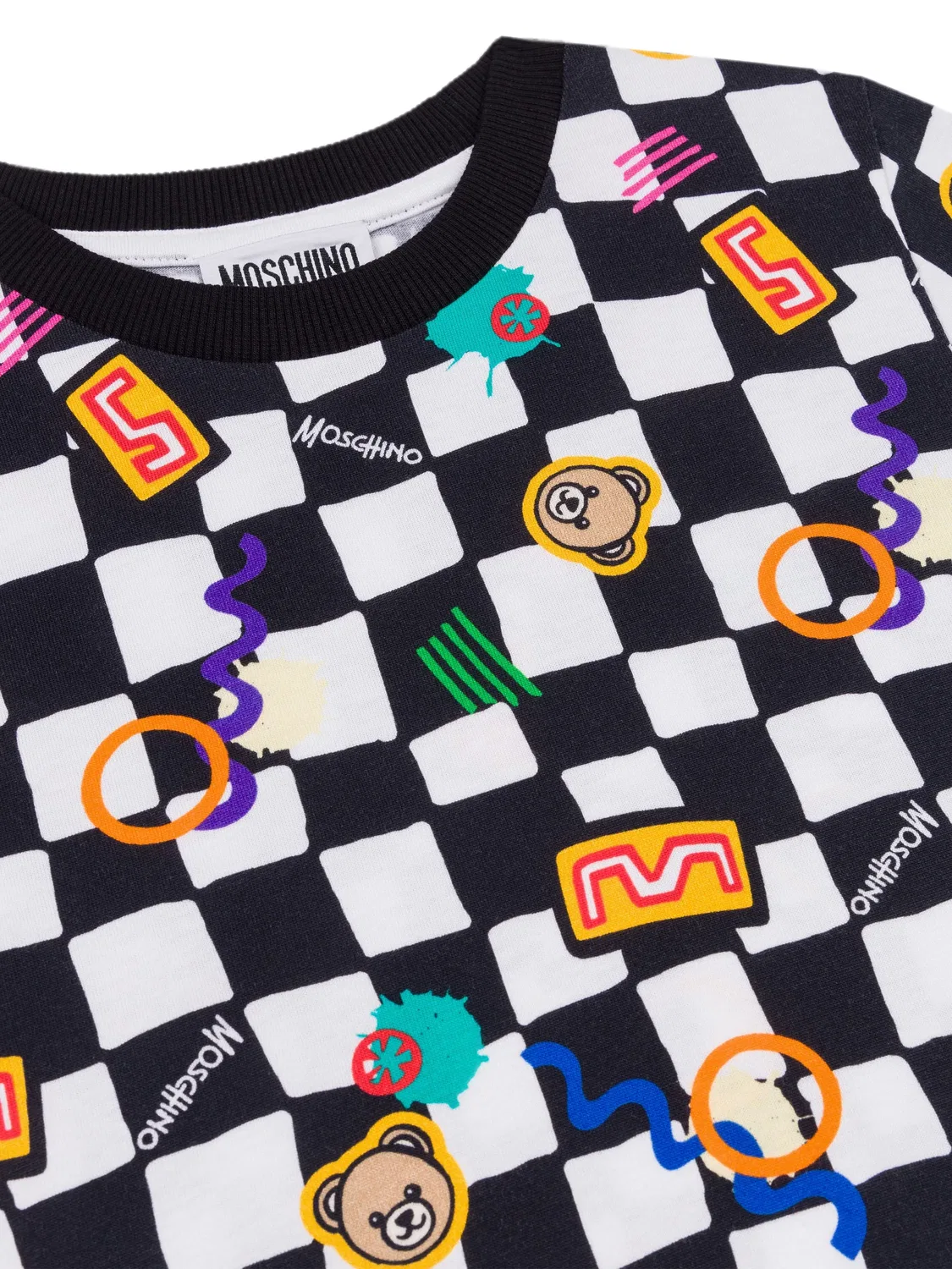 Футболка из хлопкового трикотажа с принтом Moschino Kids, белый — фото 3