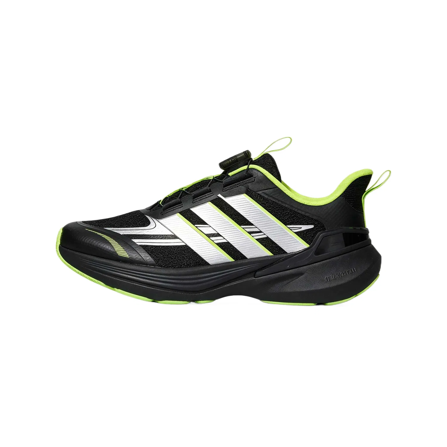 Детские кроссовки для мальчиков и девочек с сетчатым верхом Lightdart Adidas, Black/Metallic Silver/Green Fluorescent