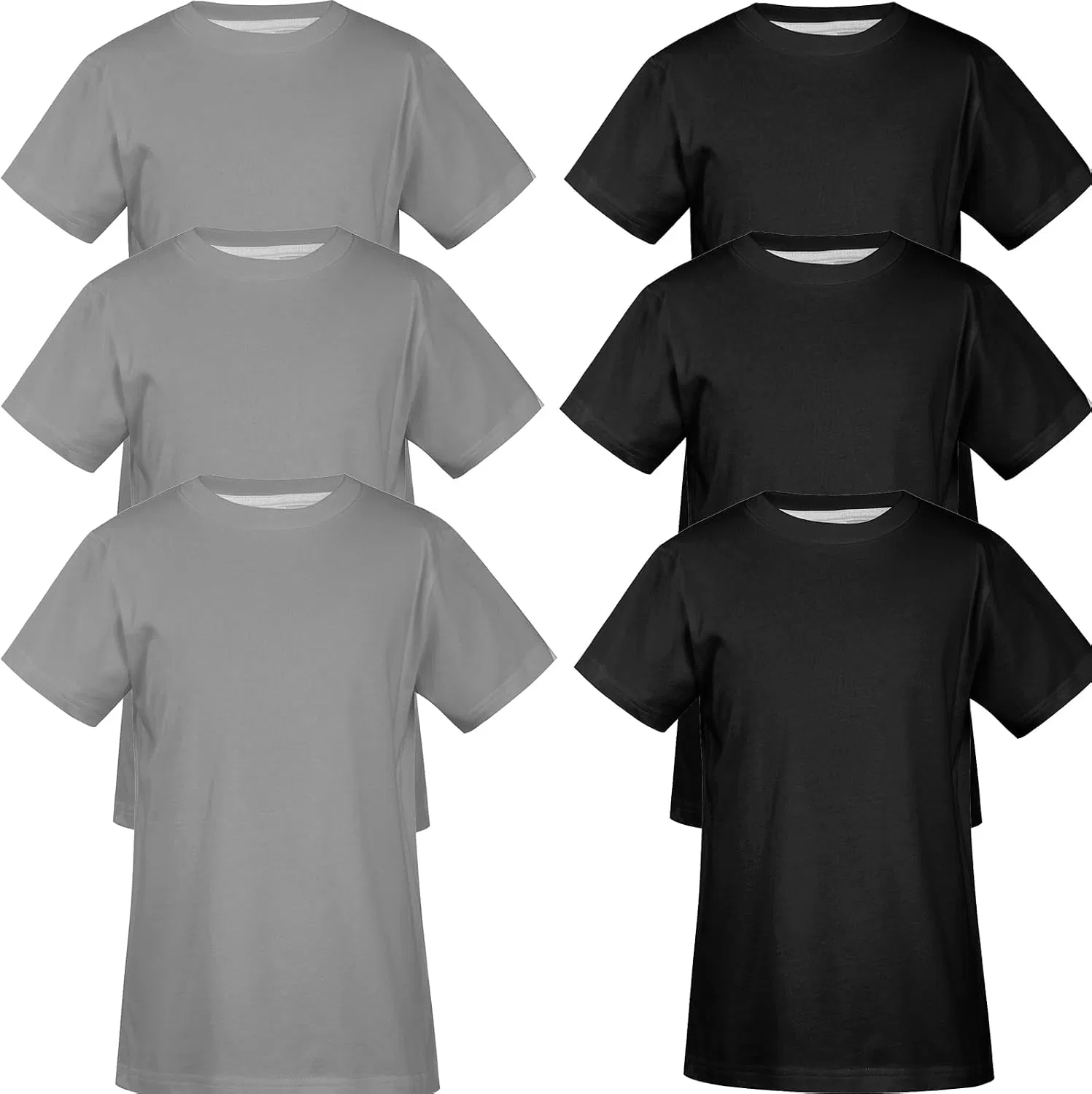 Мужская классическая футболка с круглым вырезом Regular Fit, 6pc-black&grey