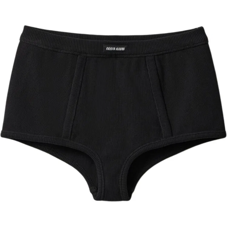 Женские шорты повседневные с частично вырезанным ярлыком ухода MIU MIU, Black