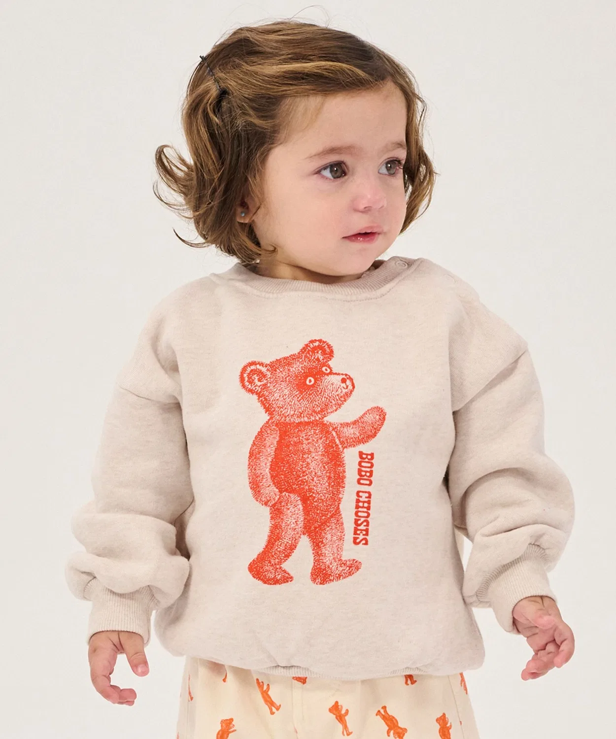 Детский свитшот с длинным рукавомс принтом BOBO CHOSES Kodomo Beams, White