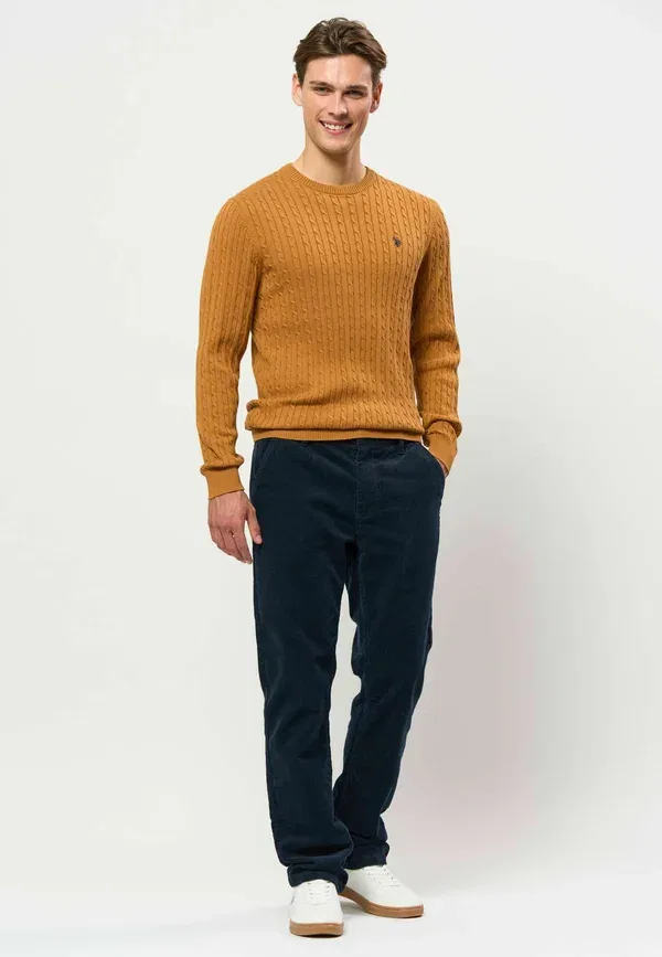Джемпер с косами cable knit U.S. Polo Assn. Brown Sugar, коричневый — фото 2