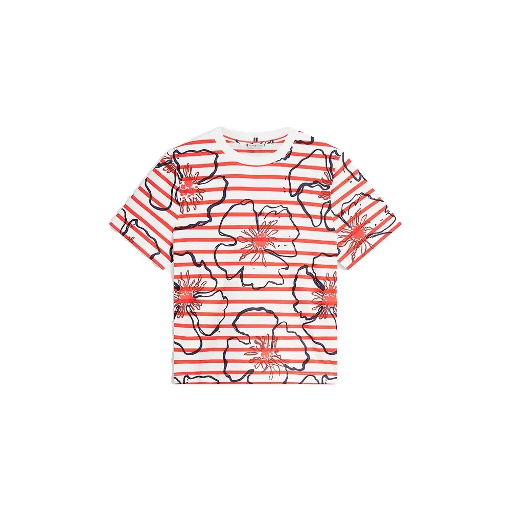 Женская футболка с цветочным принтом Flower Graphic Tommy hilfiger, White — фото 3