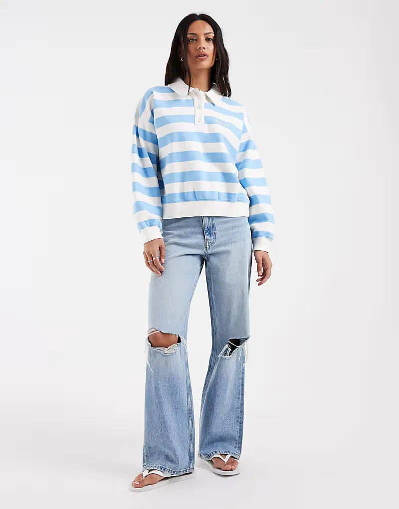 Поло винтажное в полоску с воротом Levi's, синий — фото 2