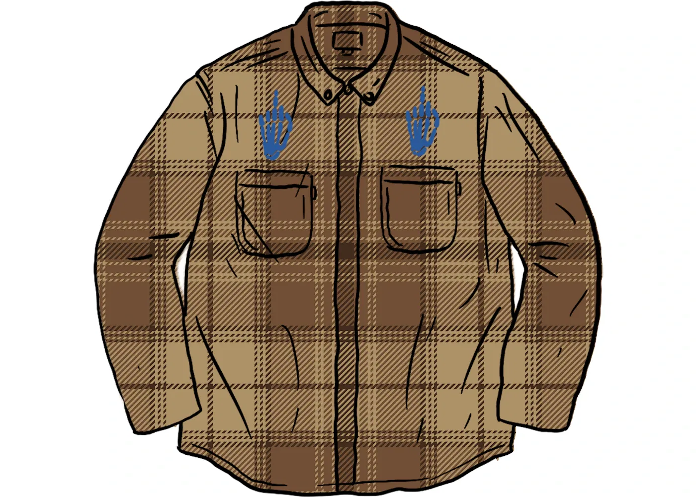 Мужская рубашка из фланели с клетчатым принтом Supreme HYSTERIC GLAMOUR, Brown