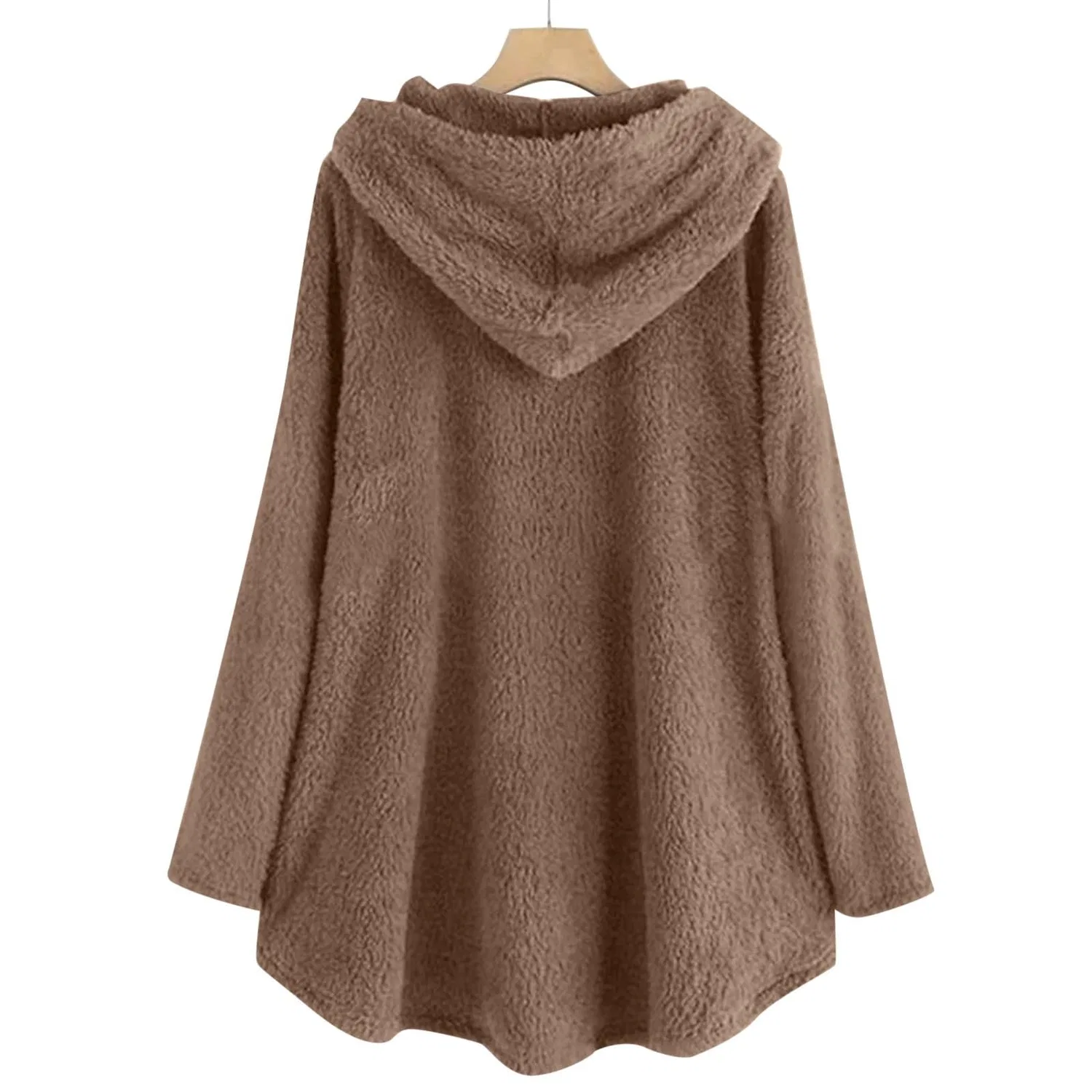 Женский утепленный худи с капюшоном и длинным рукавом Oversized Sweater, Dark Khaki — фото 4